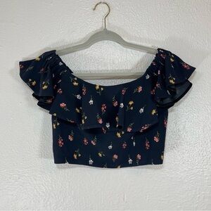 Rebecca Taylor Off the Shoulder Meadow Floral Crop Top Women’s 6 Date Night
